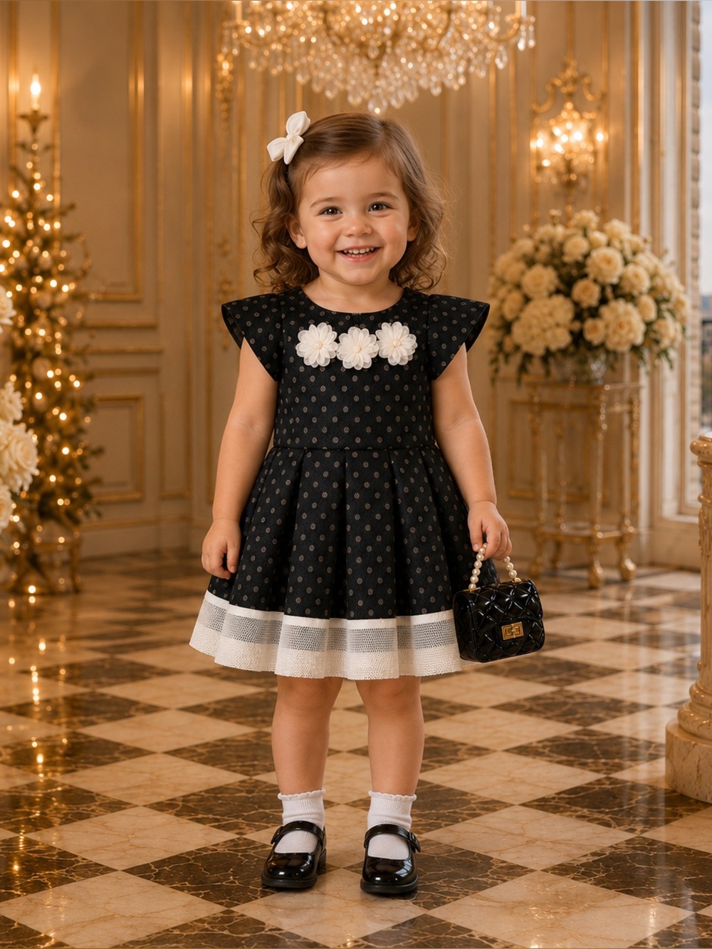 Matilda Jane Girls Size 4 Floral Blue Tiered Tulle Lace Party Dress Purse